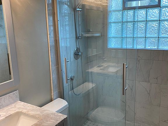 Bathroom with new shower
