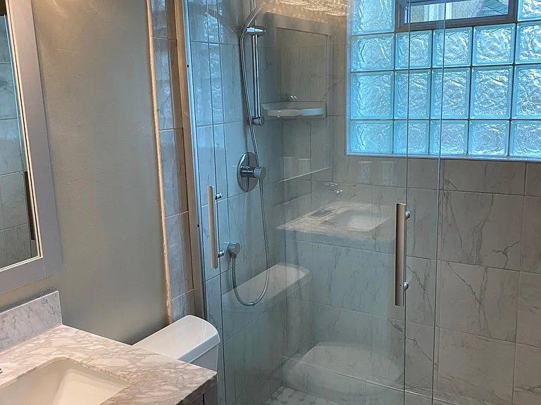 Bathroom with new shower