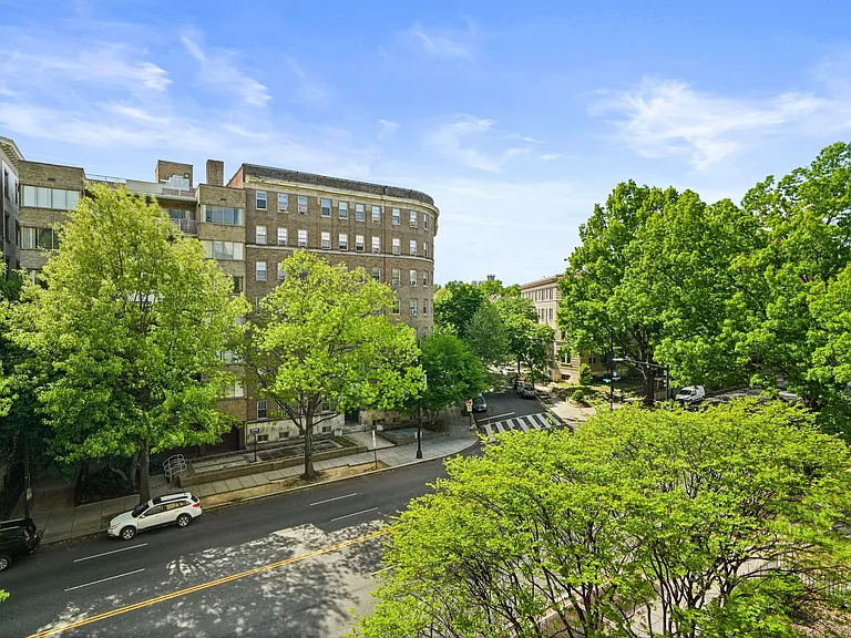 Enjoy peaceful, tree-lined views of historic Woodley Park right from your home