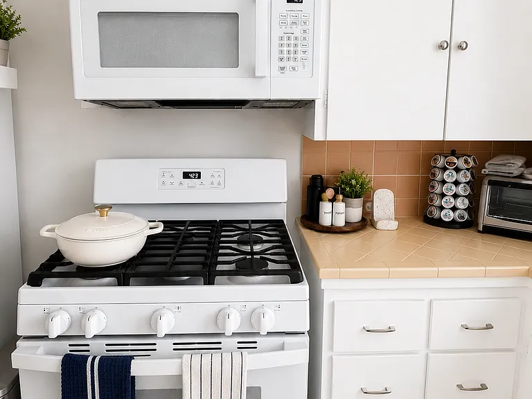 Kitchen with Microwave & Stove