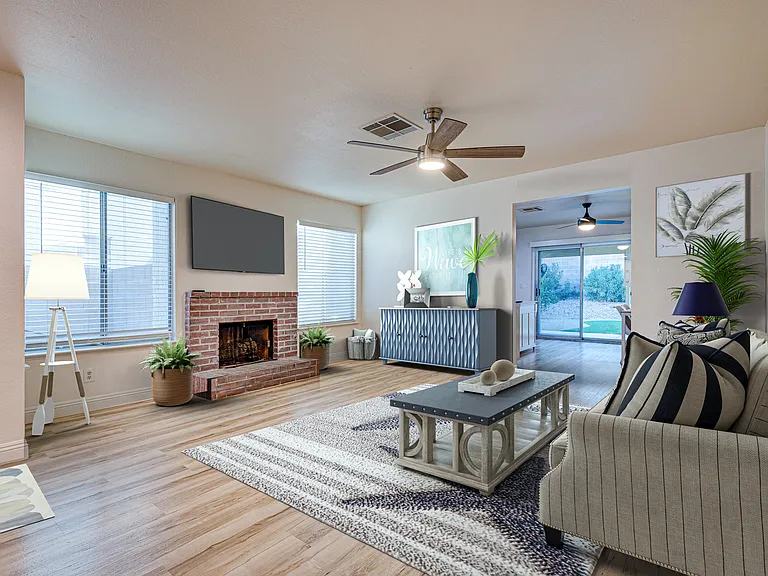 Virtually staged living room