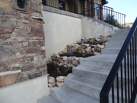 terraced flower beds front