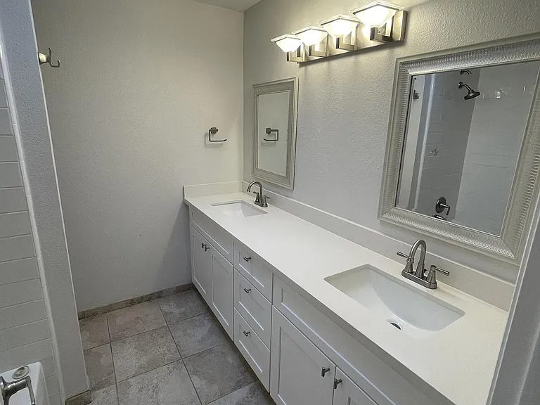 Hall Bathroom with Double Sinks