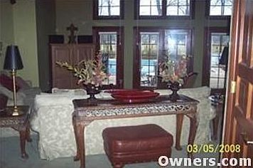 family room looks to pool