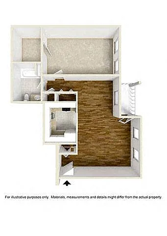 Floor plan 1 Bed - 1 Bath