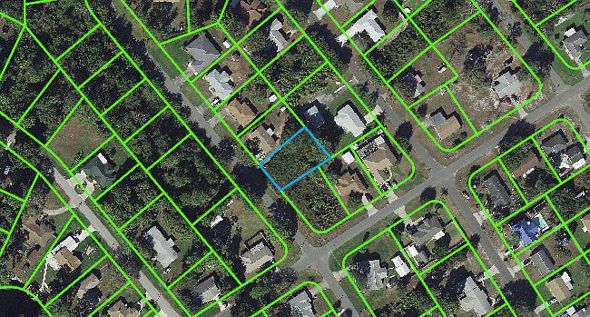 Lot is outlined in blue