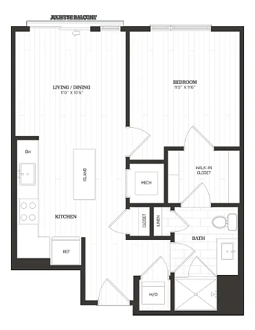 Floor plan 1 Bed/1 Bath-A1