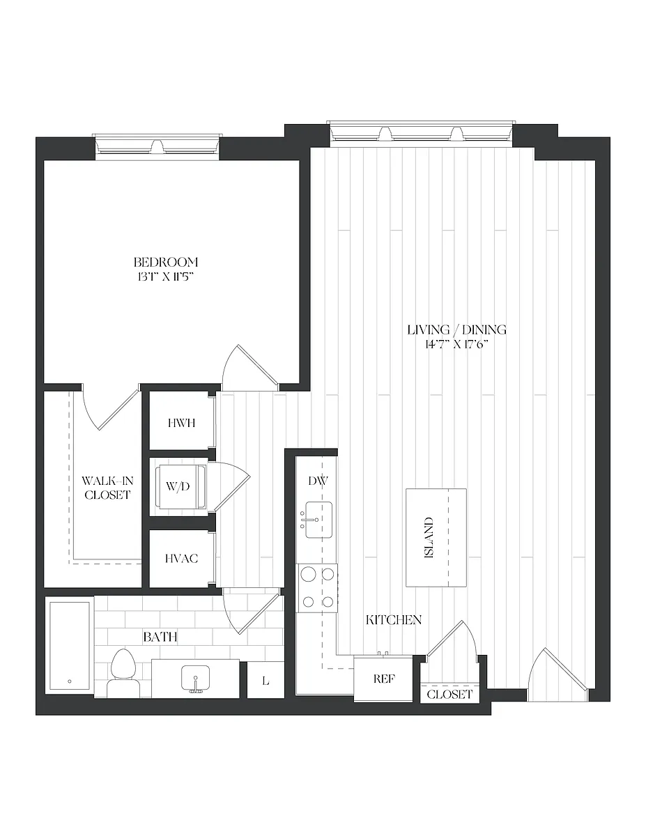 Floor plan 1 Bed/1 Bath-1B-4-C-The Barrett