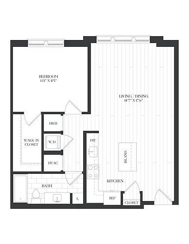 Floor plan 1 Bed/1 Bath-1B-4-C-The Barrett