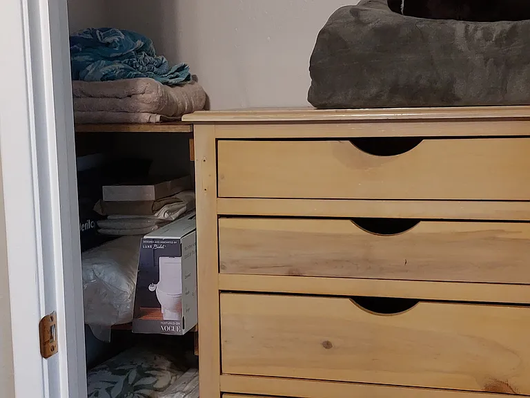 Small closet with dresser inside