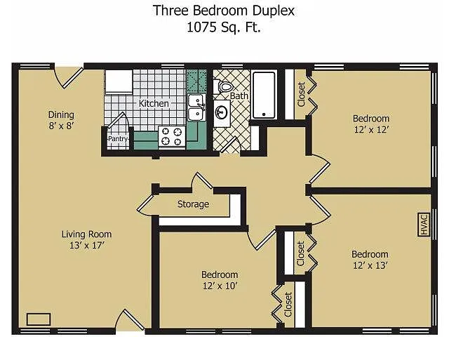 Floor plan Three Bedroom Duplex