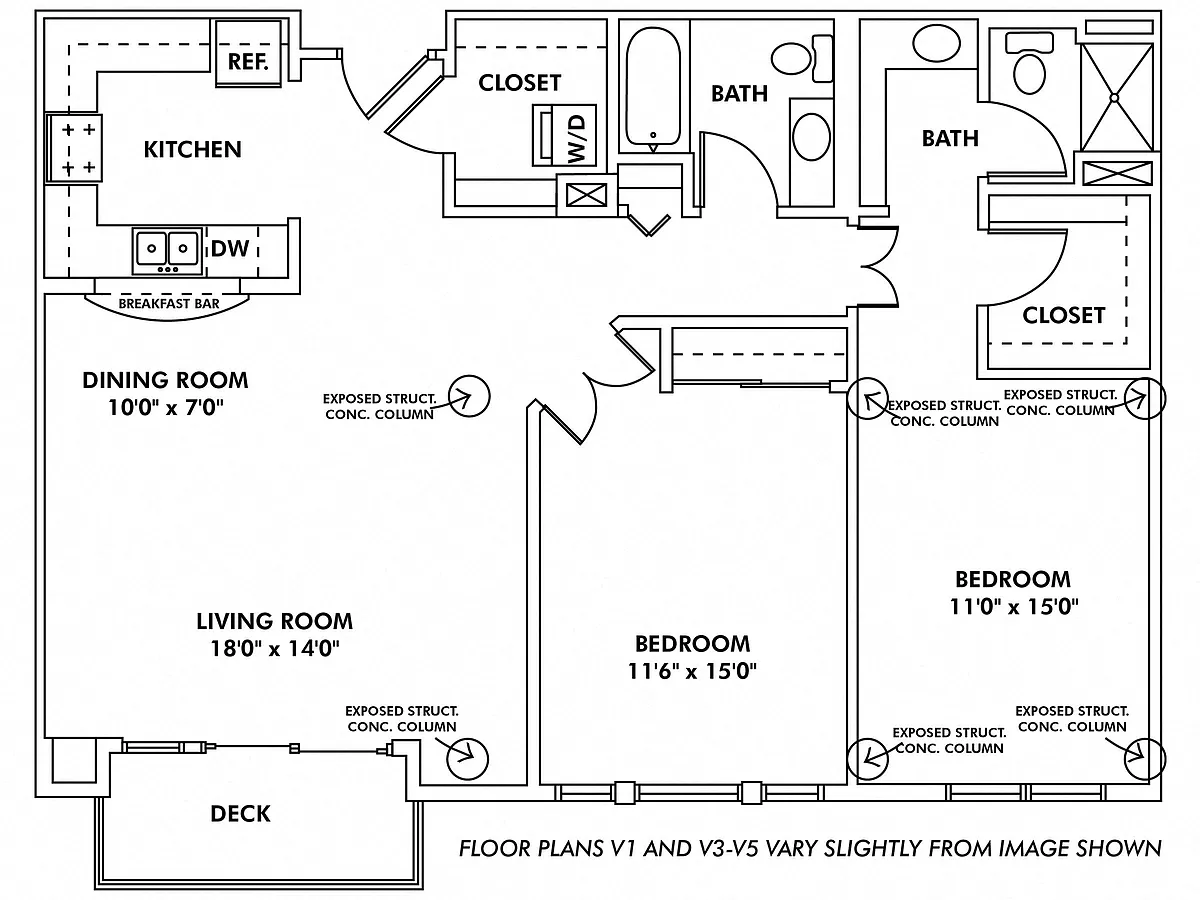 Floor plan V - 2 Bedroom Apartment