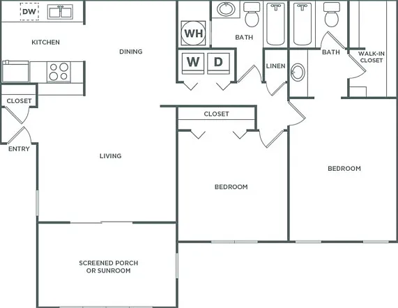 Newton Classic | 2 bed 2 bath | 1210 sq ft Newton Classic | 2 bed 2 bath | 1210 sq ft