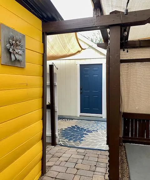 paved walkway towards studio