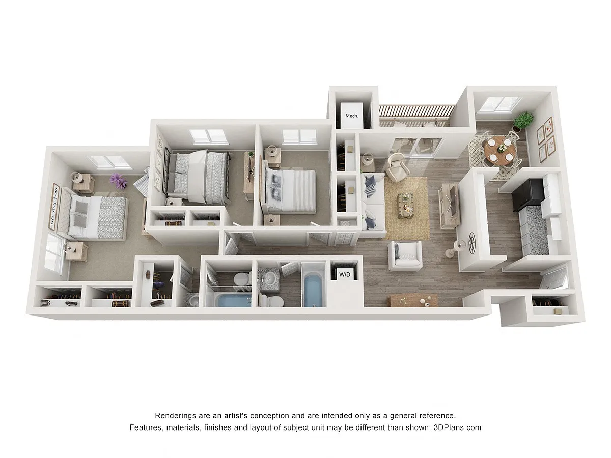 Floor plan Three Bedroom, Two Bath