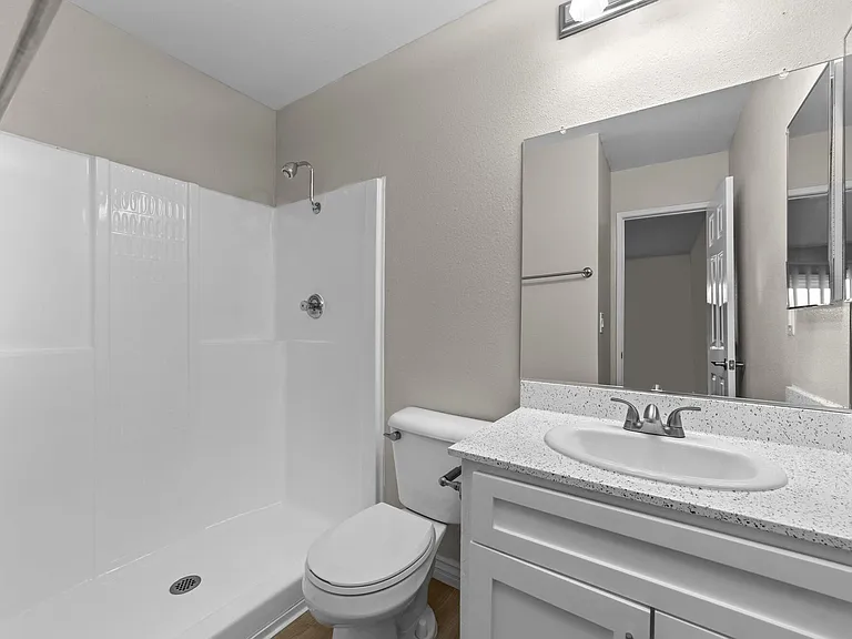 Apartment bathrooms at Strada Apartments in Orange, CA