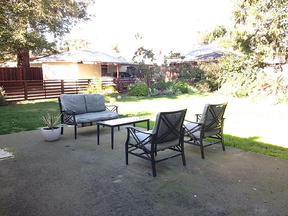 Fenced backyard. Separate from parking area.