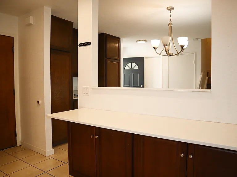 Kitchen counter and door to garage