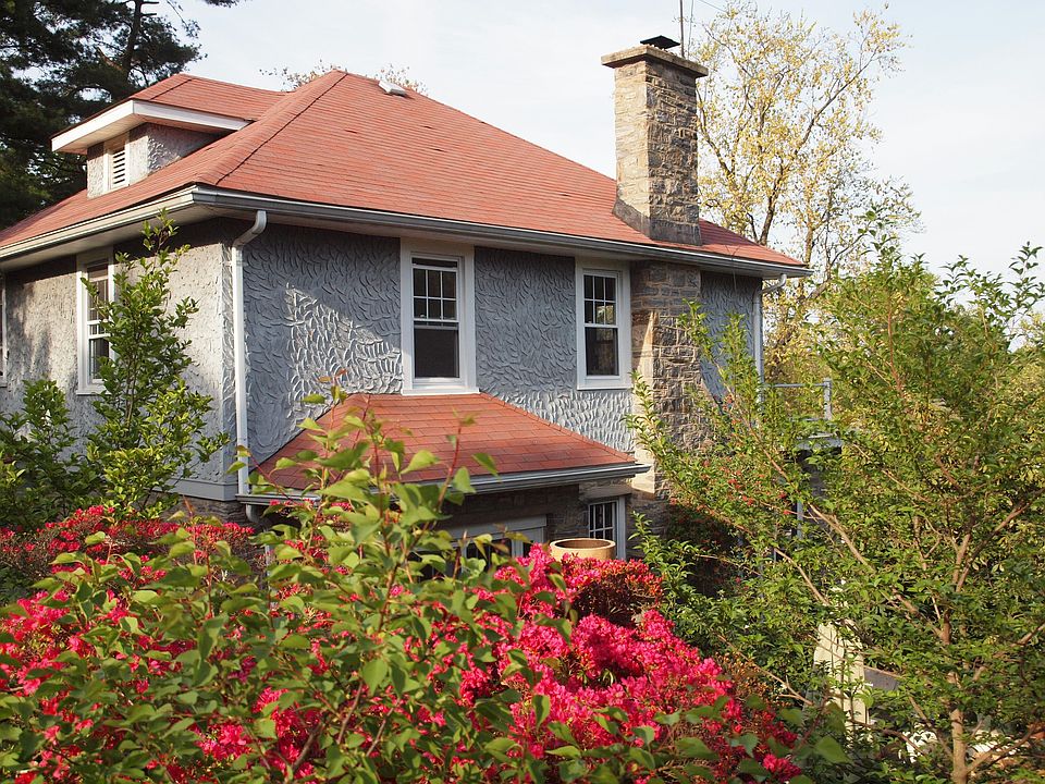 View from garden above patio