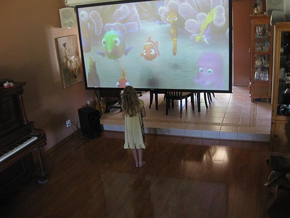 Home Features Built-In Drop Down Projection System with 7.1 Surround Sound