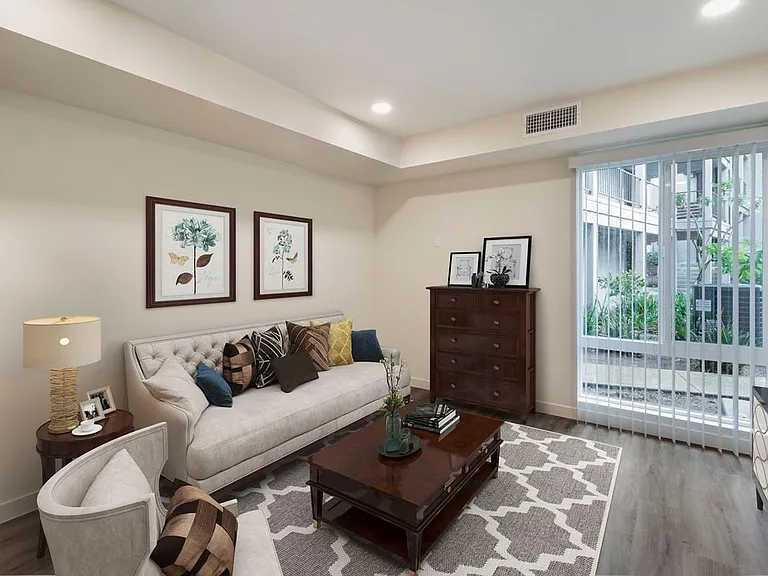 Living room with hard surface flooring