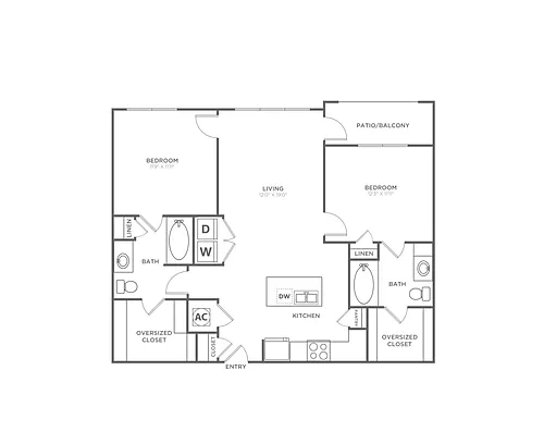 Floor plan B2 (1040 SF)