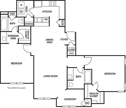 Floor plan 2x2B Renovated