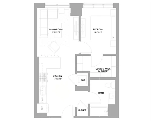 Floor plan 1 Bed/1 Bath-1.2A