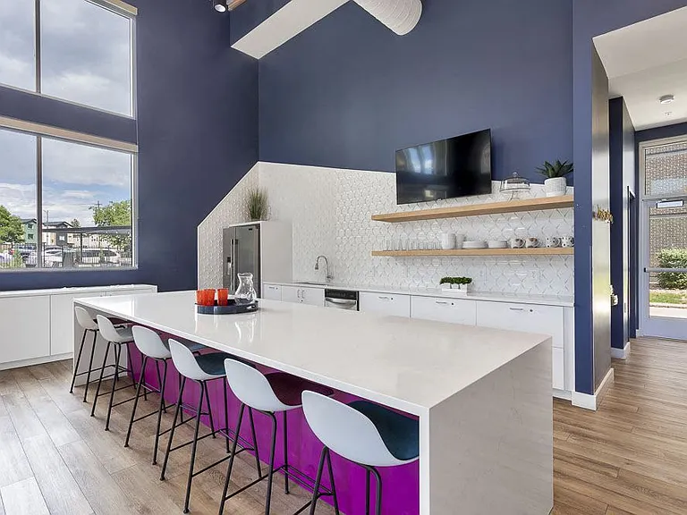 Bar seating in the kitchen space