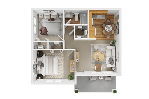 Floor plan Two Bedroom One Bath