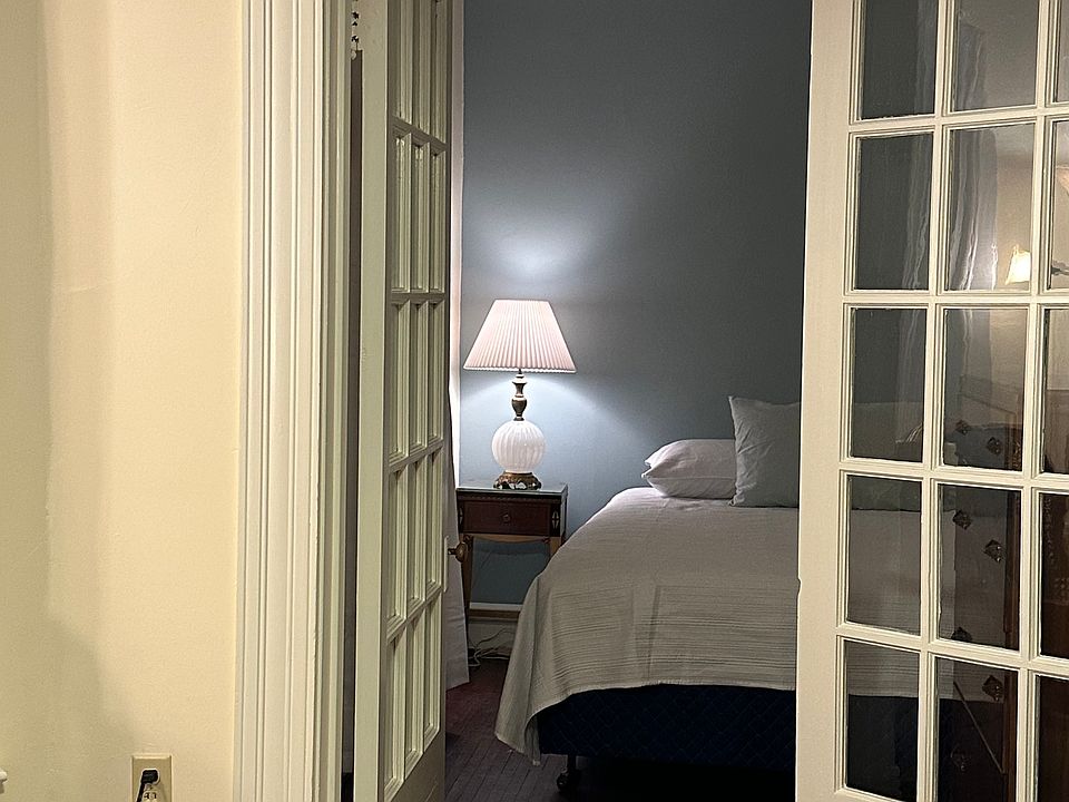 French doors lead into the bedroom. All linens, including sheets and towels are supplied. Curtains are blackout.