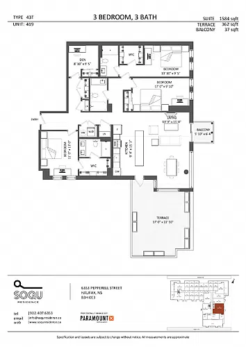 Floor plan 3 Bedroom + Den | 3 Bath 3 Bed 3 Bath