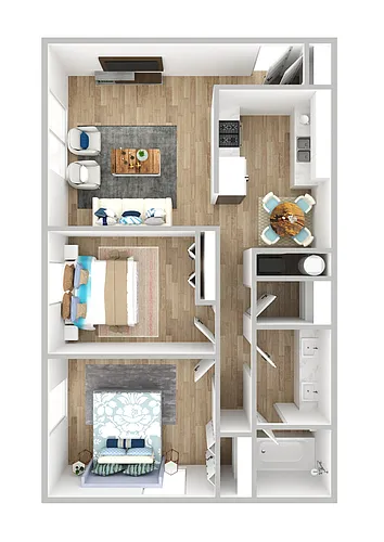 Floor plan 2 Bed, 1 Bath Classic
