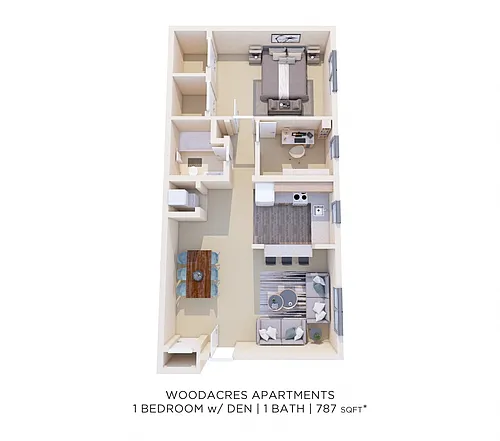 Floor plan One Bedroom Deluxe - 787 sqft