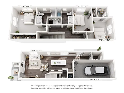 Floor plan Three Bed Two and a Half Bath