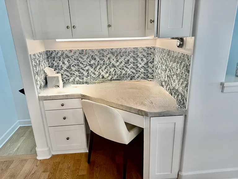 We have beautiful desk area in the kitchen and dining area plus a bonus full office in the downstairs guest bedroom!