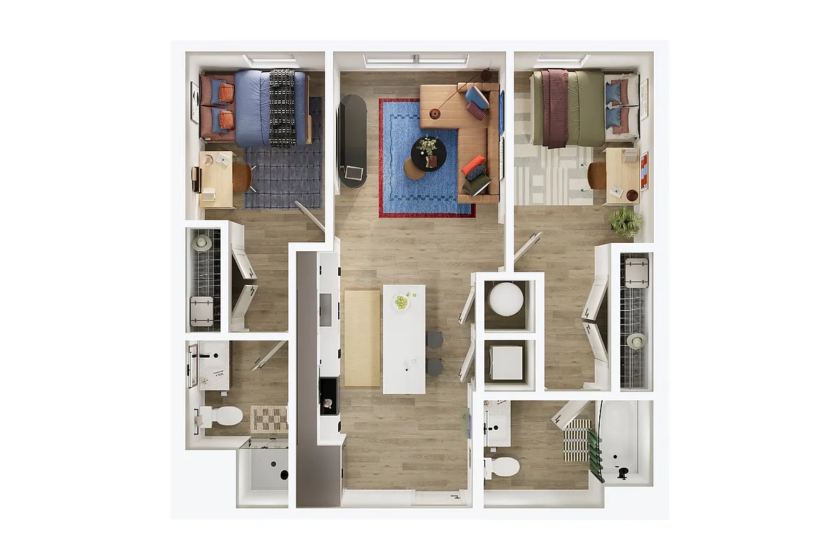 Floor plan 2BR/2BA - C2 Type A