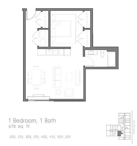 Floor plan One Bed Deluxe