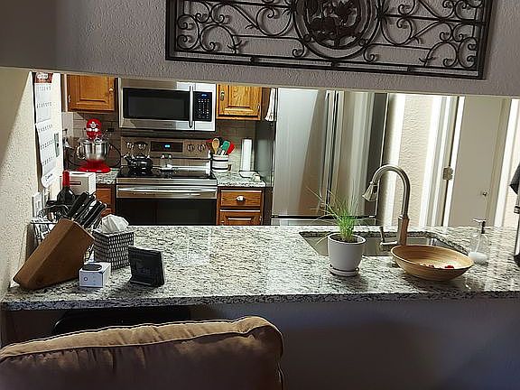 View from living area into k