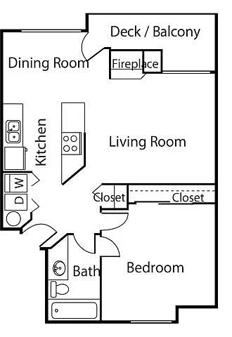 Floor plan One Bedroom One Bath
