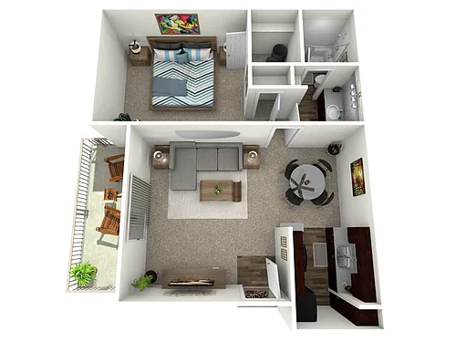Floor plan 1 Bed, 1 Bath B (60% Income Restricted)