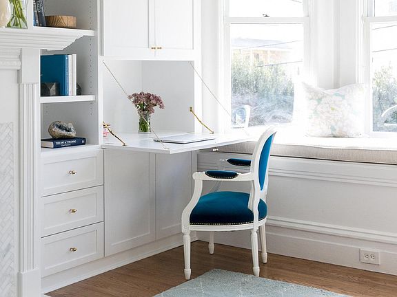 Custom built-in desk with filing cabinet. Perfect for working from home!