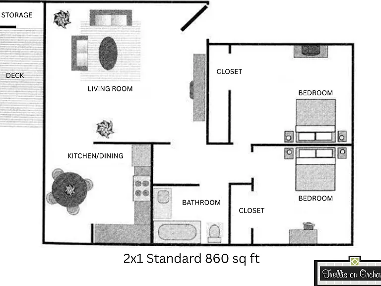 2x1 Standard l 860 sq ft l Trellis on Orchard 2x1 Standard l 860 sq ft l Trellis on Orchard