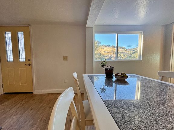 This is the view from the couch, bed or solid, heavy granite dining table.