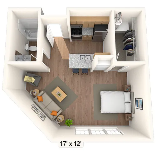 Floor plan Studio 0x1 557 SF