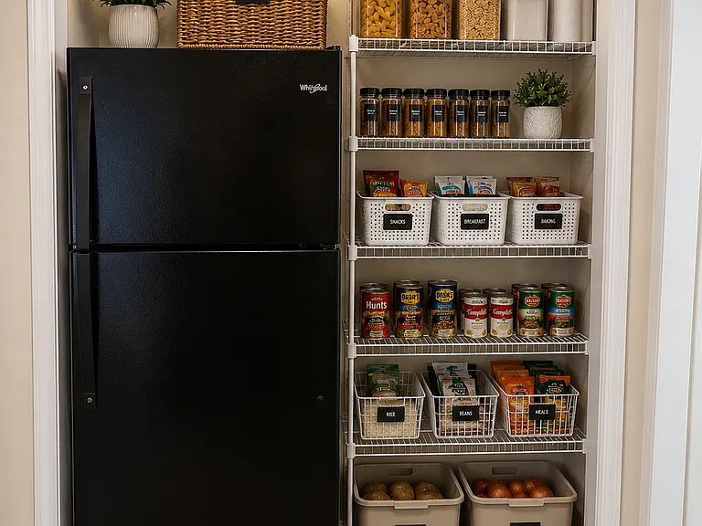 Kitchen Pantry w/ Light (AI decorative baskets, plants and food not included)