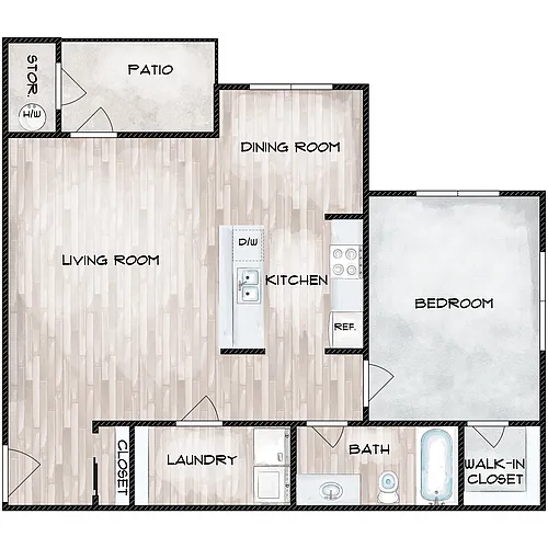 Floor plan 1 Bedroom 1 Bath