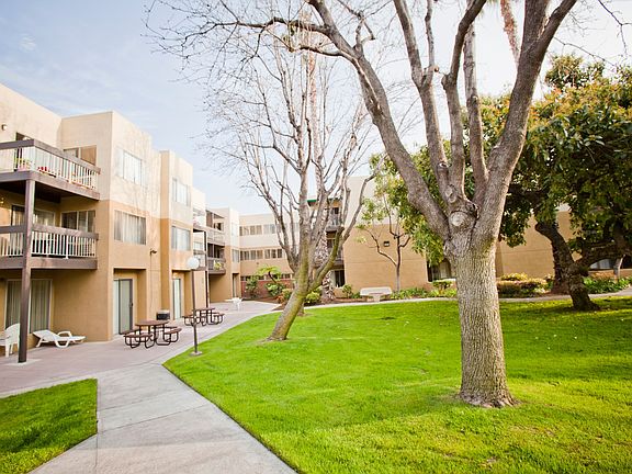 Oak Park Apartments well maintained community courtyard.