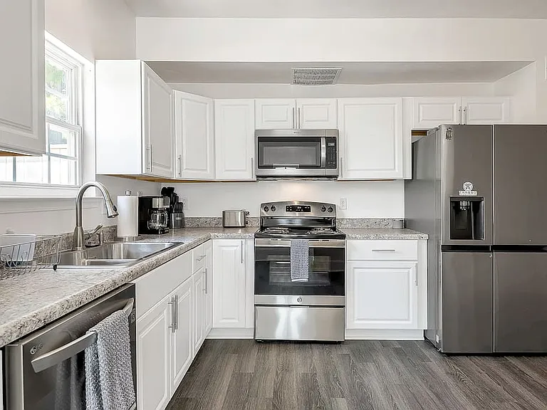 Newly renovated kitchen with beautiful stainless steel appliances