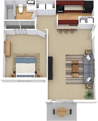 Floor plan 1BR 1BA Renovated